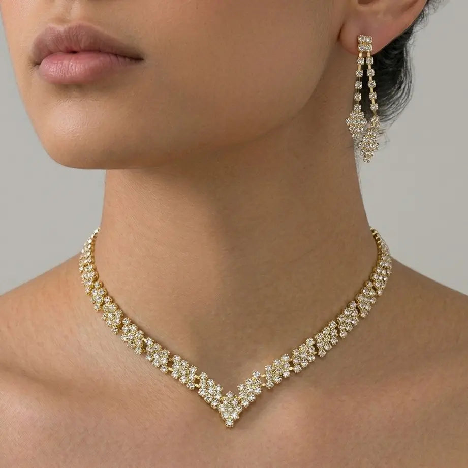 Set dorado bijou colgante + aros