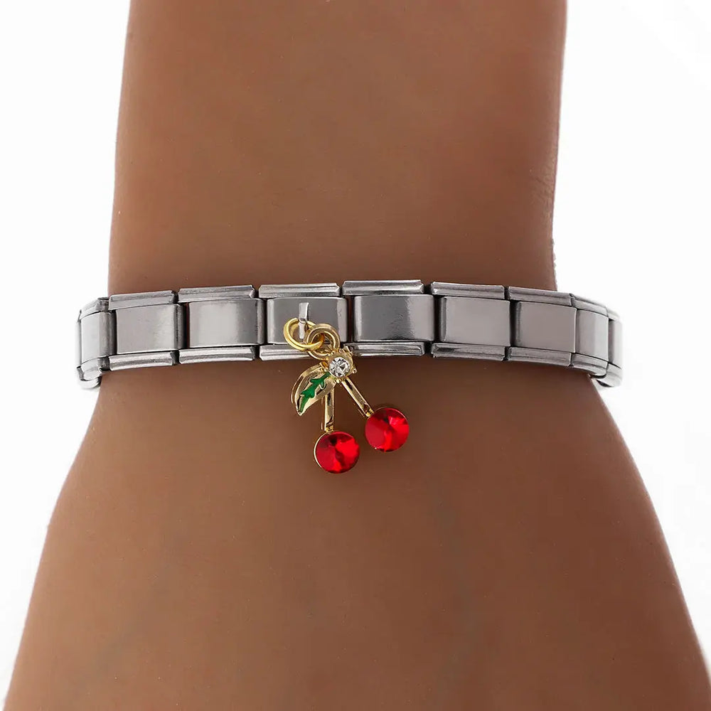 Pulsera italiana acero quirurgico cereza