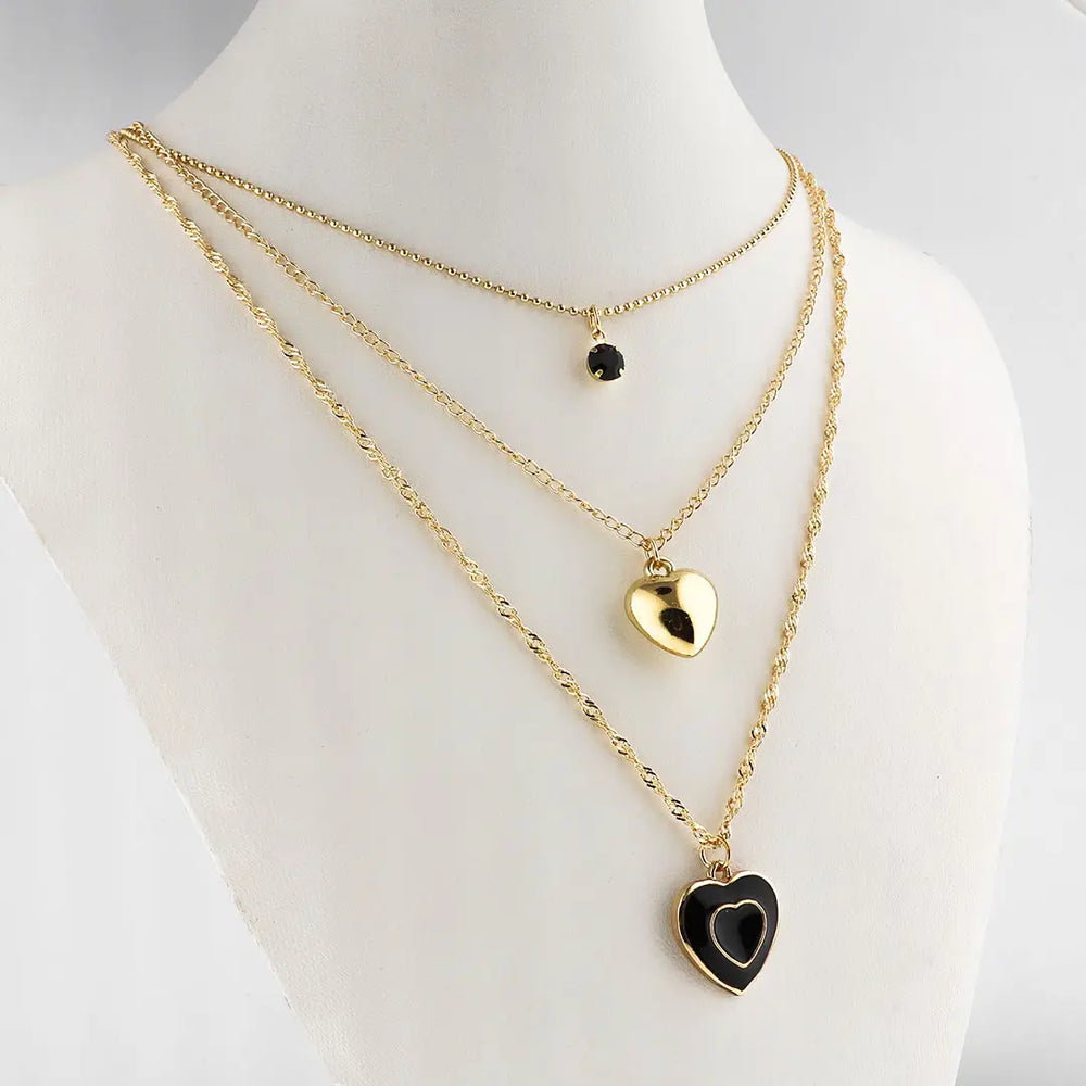 Set dorado bijou 3 en 1 colgante