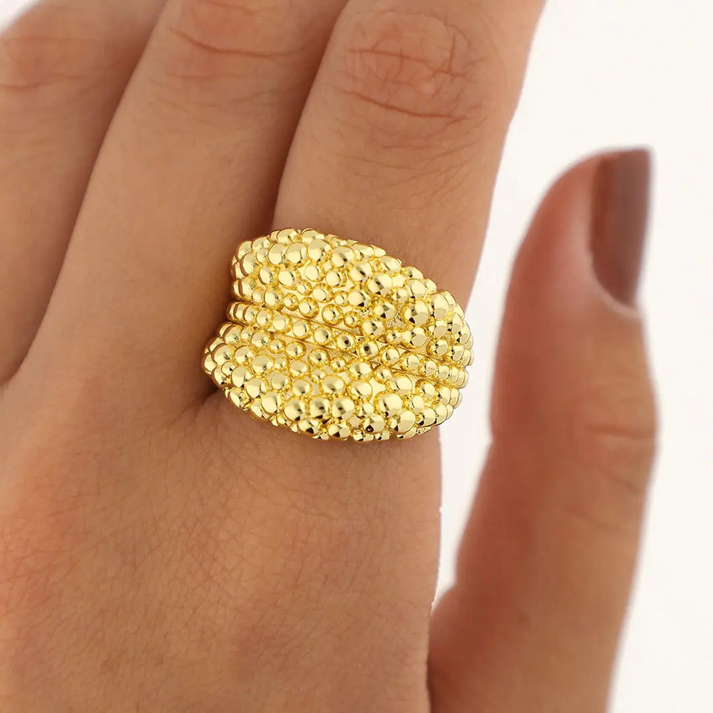 Anillo regulable acero dorado