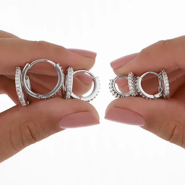 Set plateado bijou aros 4 pares