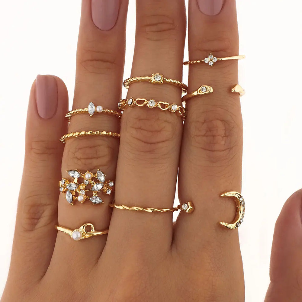 Set dorado bijou 10 anillos