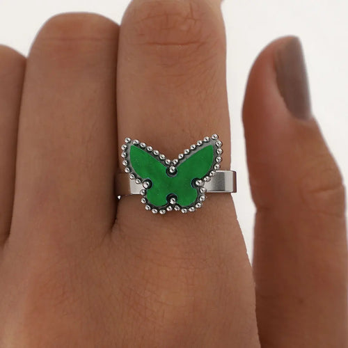 Anillo mariposa acero dorado