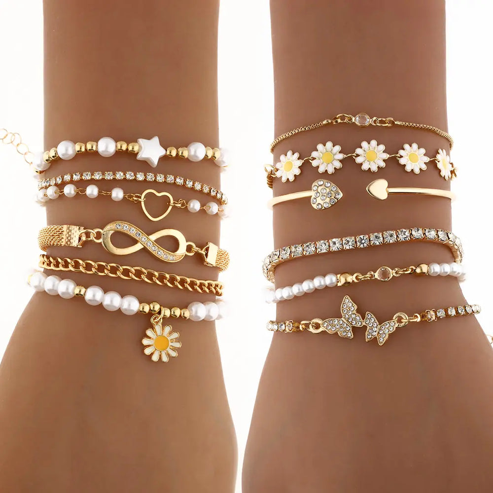 Set dorado bijou 11 pulseras + brazalete