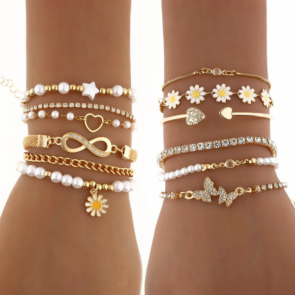 Set dorado bijou 11 pulseras + brazalete
