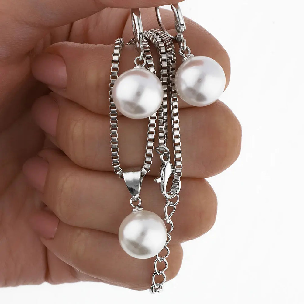 Set plateado bijou colgante + aros
