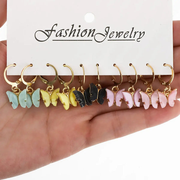Set dorado bijou aros 5 pares