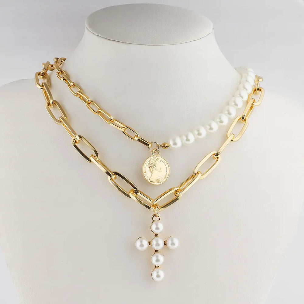 Set dorado bijou 2 en 1 colgante