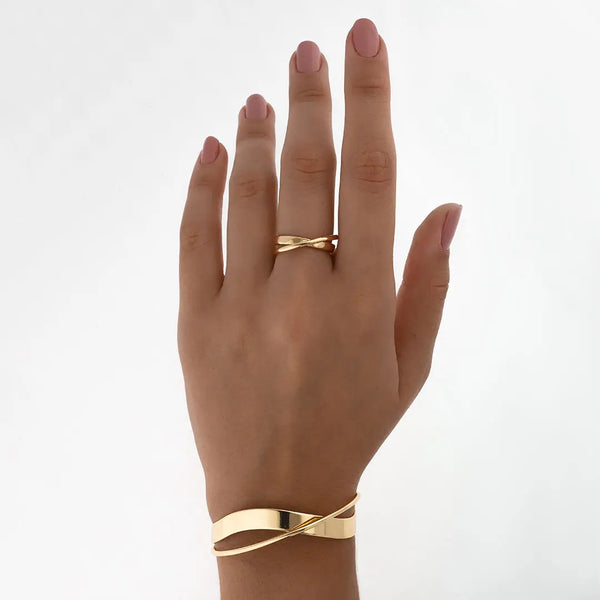 Set dorado bijou brazalete + anillo