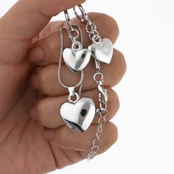 Set plateado bijou colgante + aros