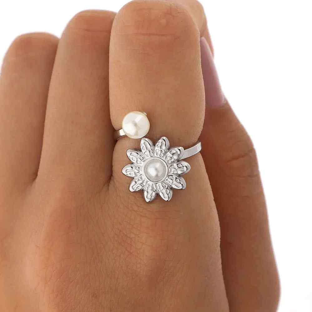 Anillo flor acero quirurgico