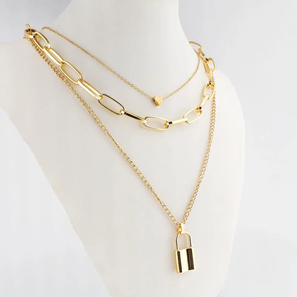 Set dorado bijou 3 en 1 colgante