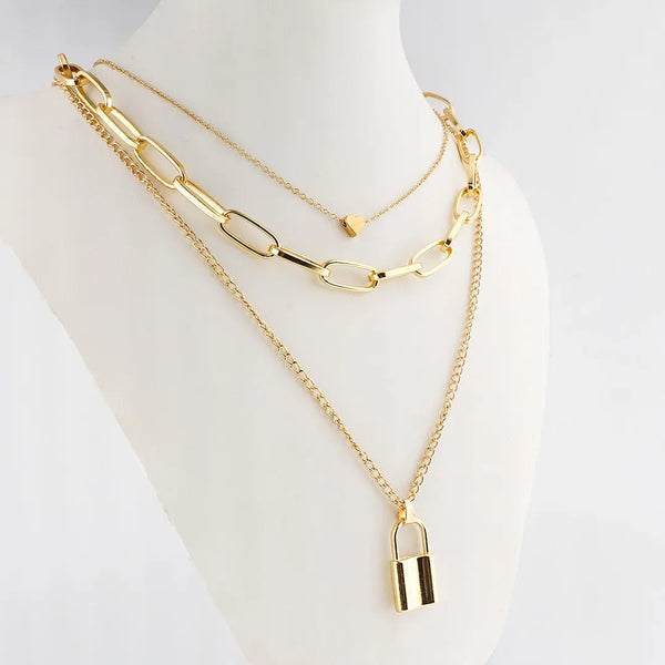 Set dorado bijou 3 en 1 colgante