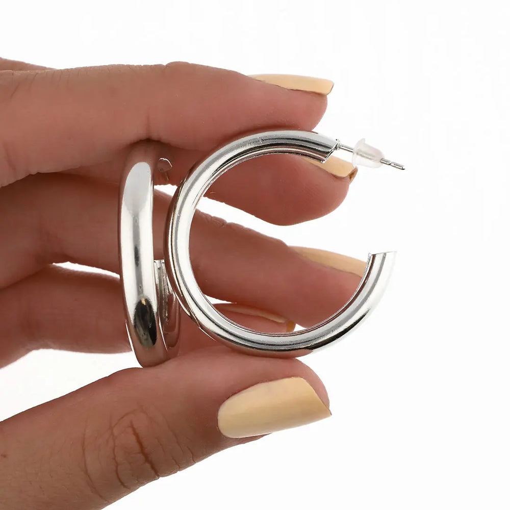 Aros plateados bijou