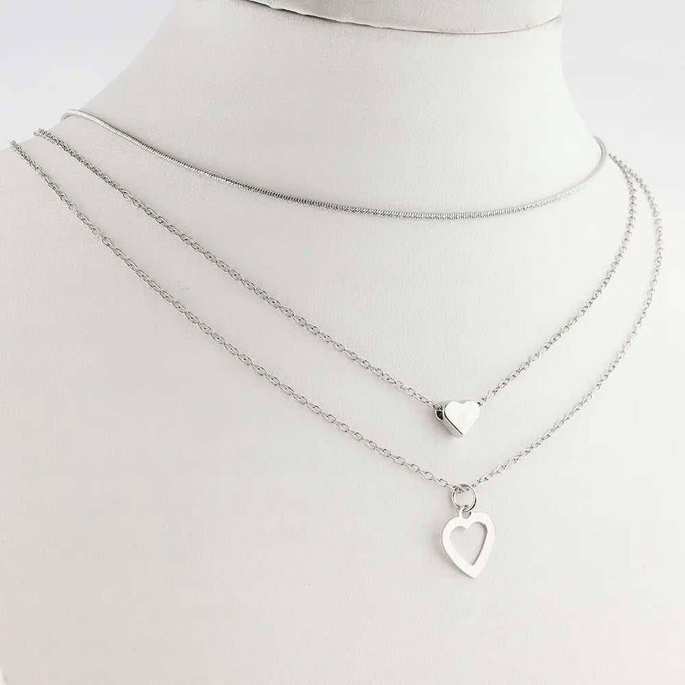 Set plateado bijou 3 colgantes