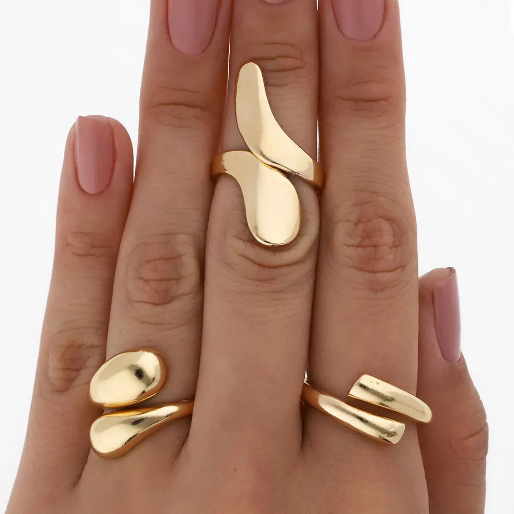 Set dorado bijou 3 anillos