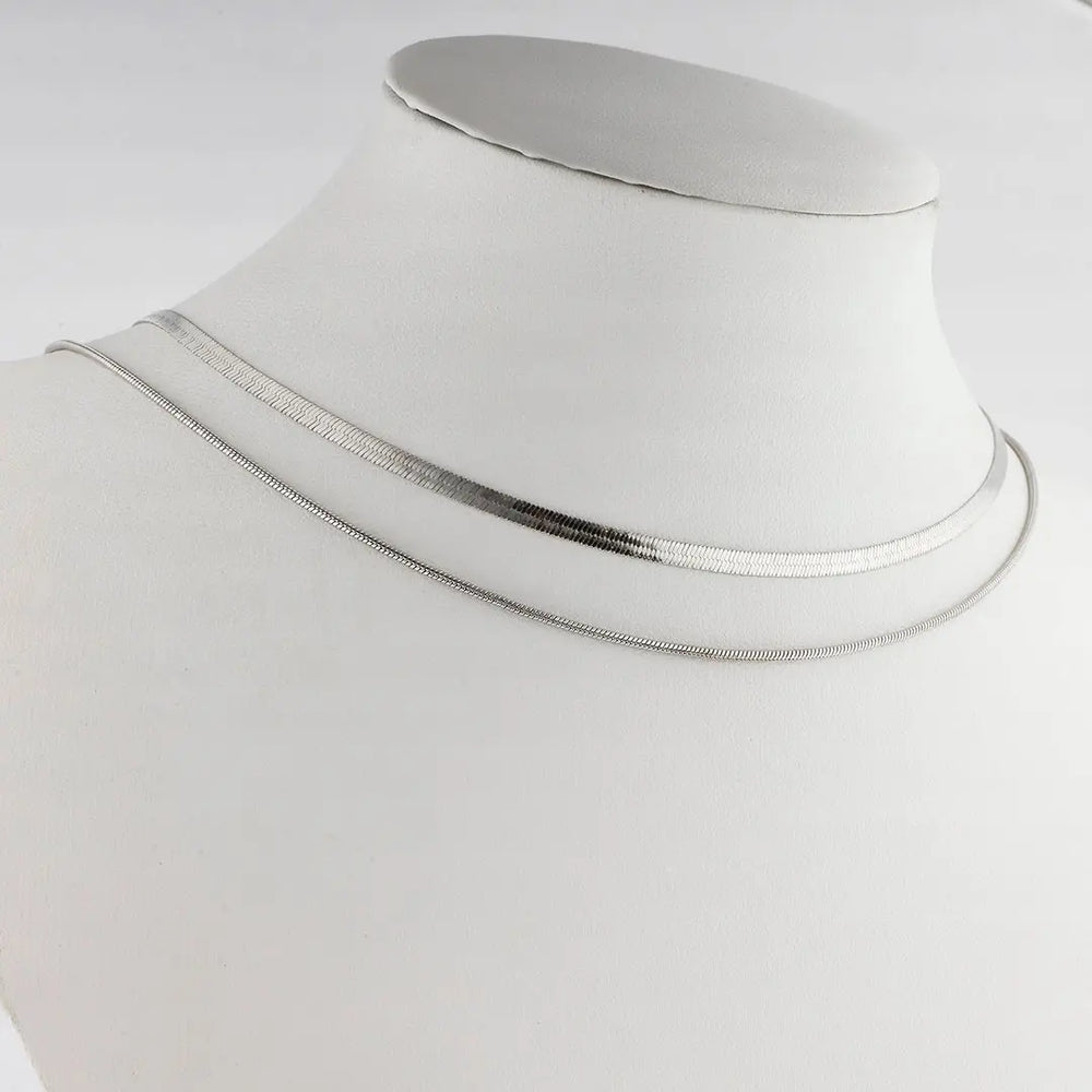 Set plateado bijou 2 en 1 colgante