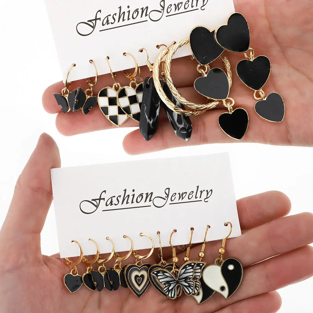 Set dorado bijou aros 10 pares