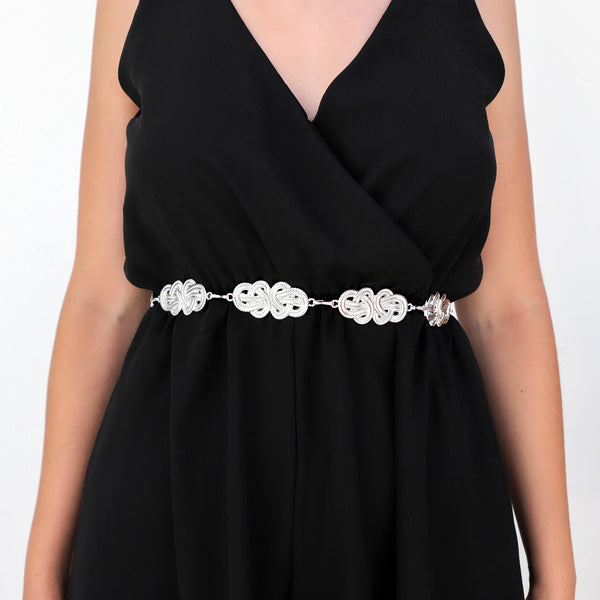 Accesorio cinto nudo plateado