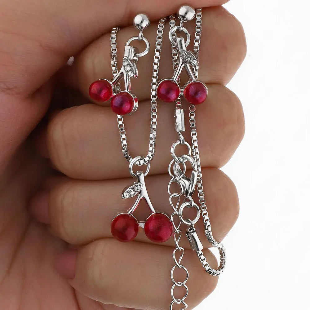 Set plateado bijou colgante + aros