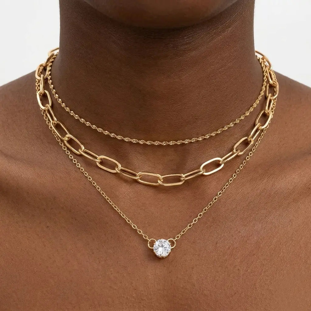 Set dorado bijou 3 en 1 colgante
