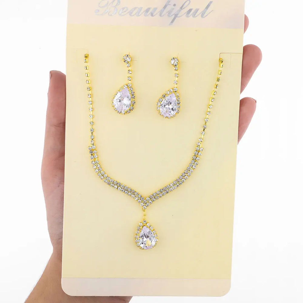 Set dorado bijou colgante + aros