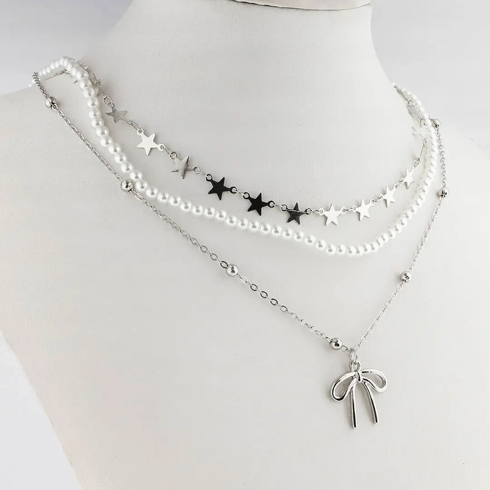 Set colgante plateado bijou 3 en 1
