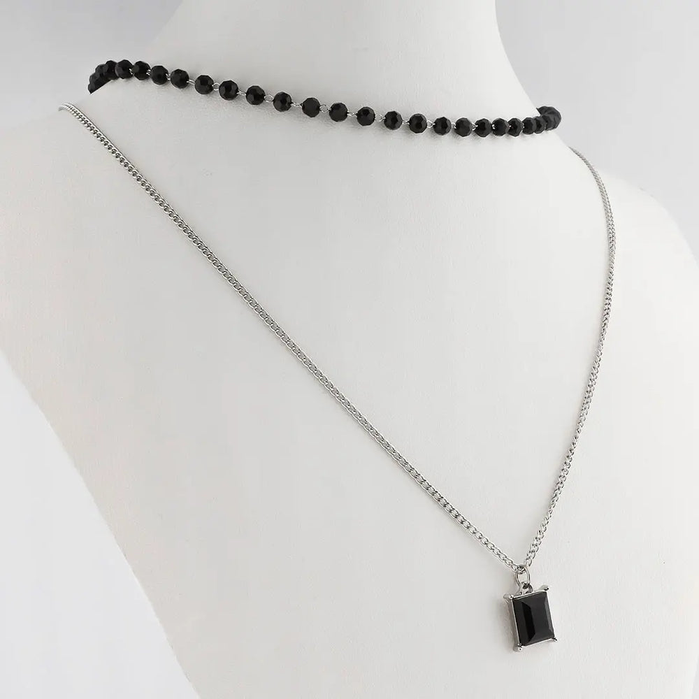 Colgante bijou plateado 2 en 1