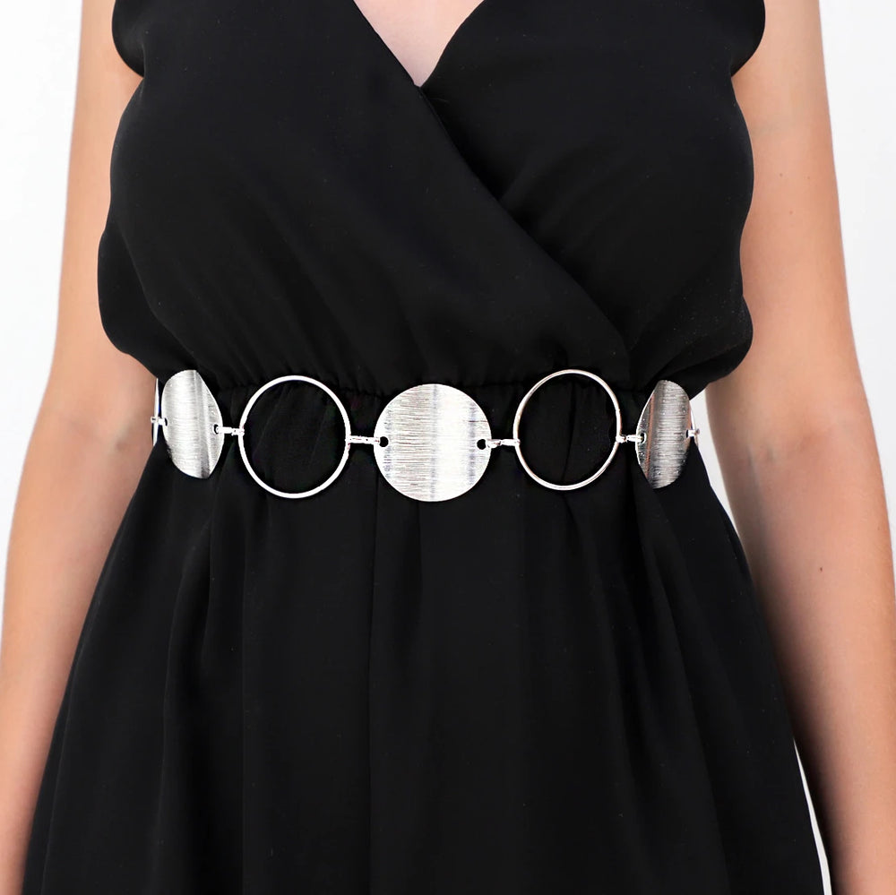 Accesorio cinto circulo plateado