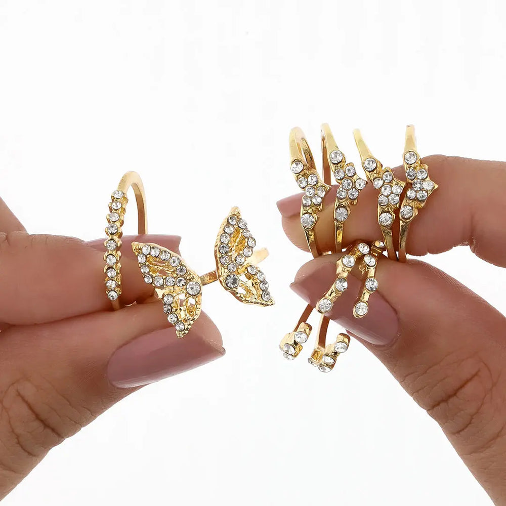 Set dorado bijou 7 anillos