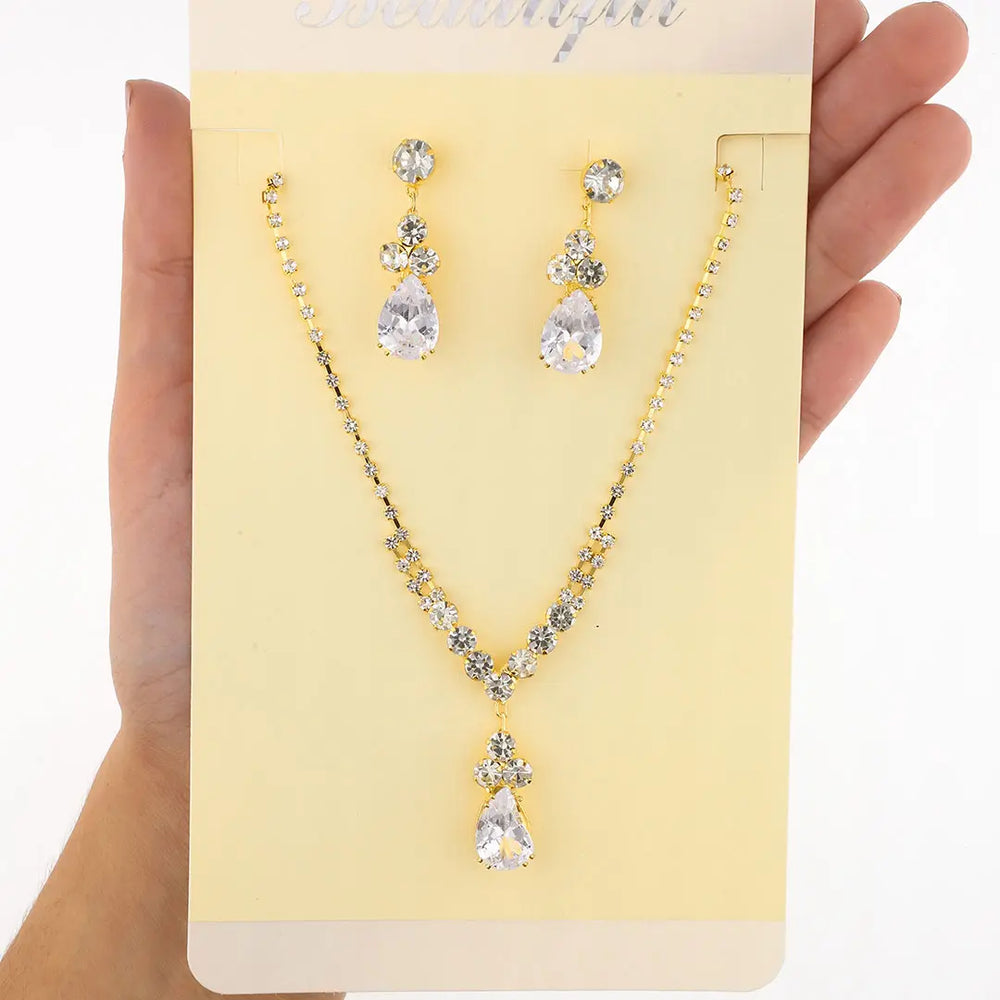 Set dorado bijou colgante + aros