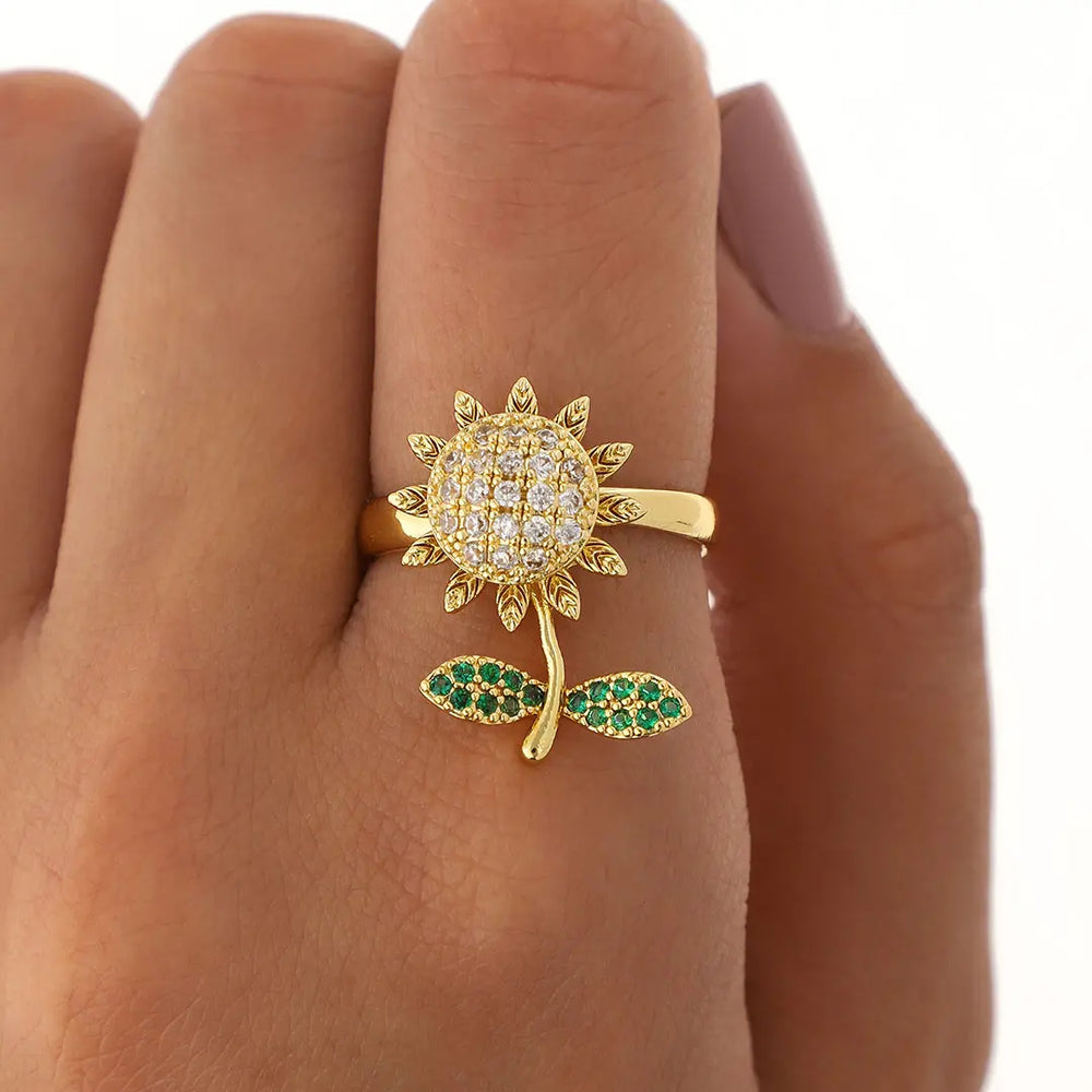 Anillo anti estres regulable acero dorado