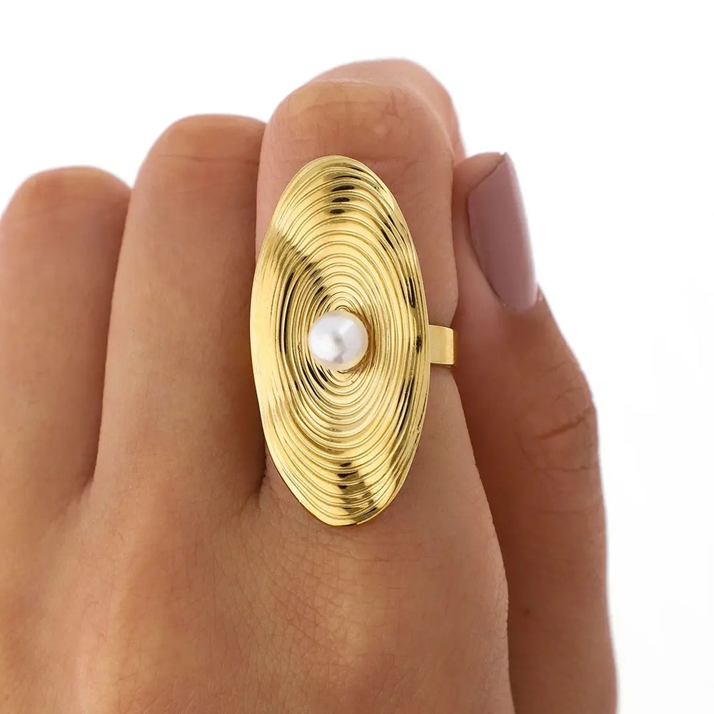 Anillo acero dorado
