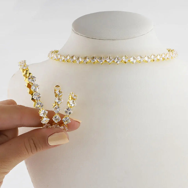 Set dorado bijou colgante + pulsera + aros