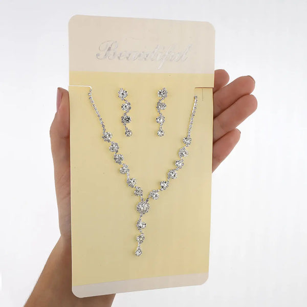 Set plateado bijou colgante + aros
