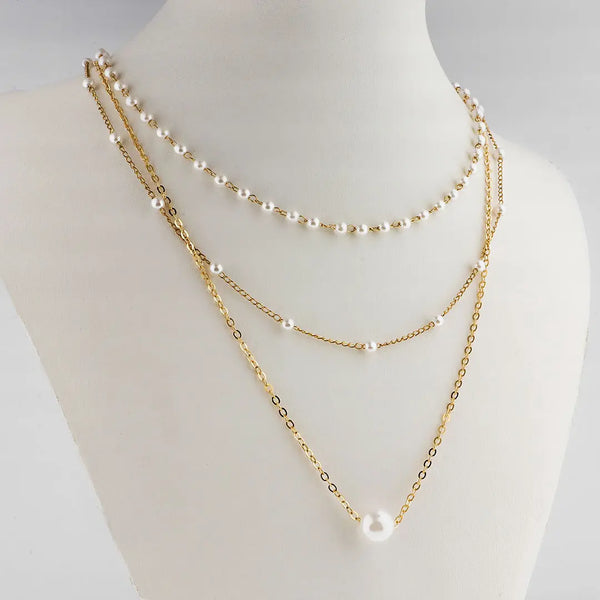 Set perla dorado bijou 3 en 1 colgante