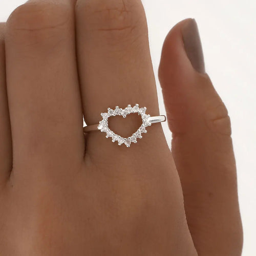 Anillo corazon acero blanco