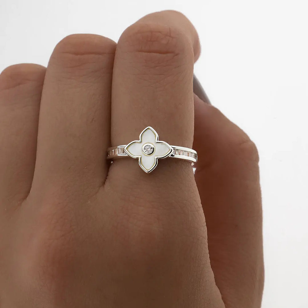 Anillo acero blanco