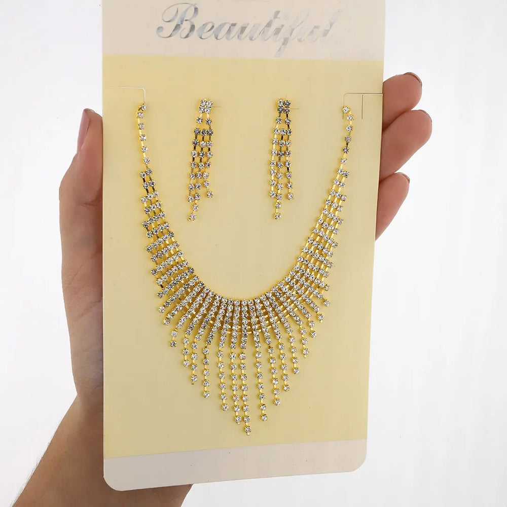Set dorado bijou colgante + aros