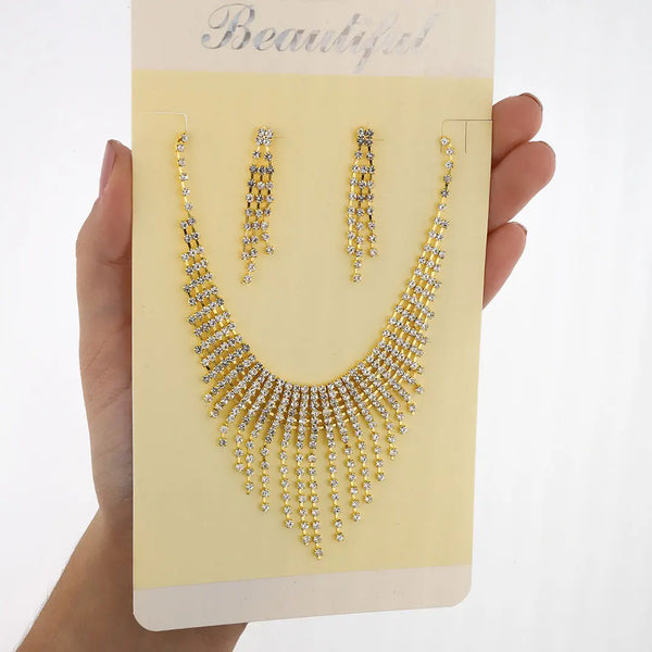 Set dorado bijou colgante + aros