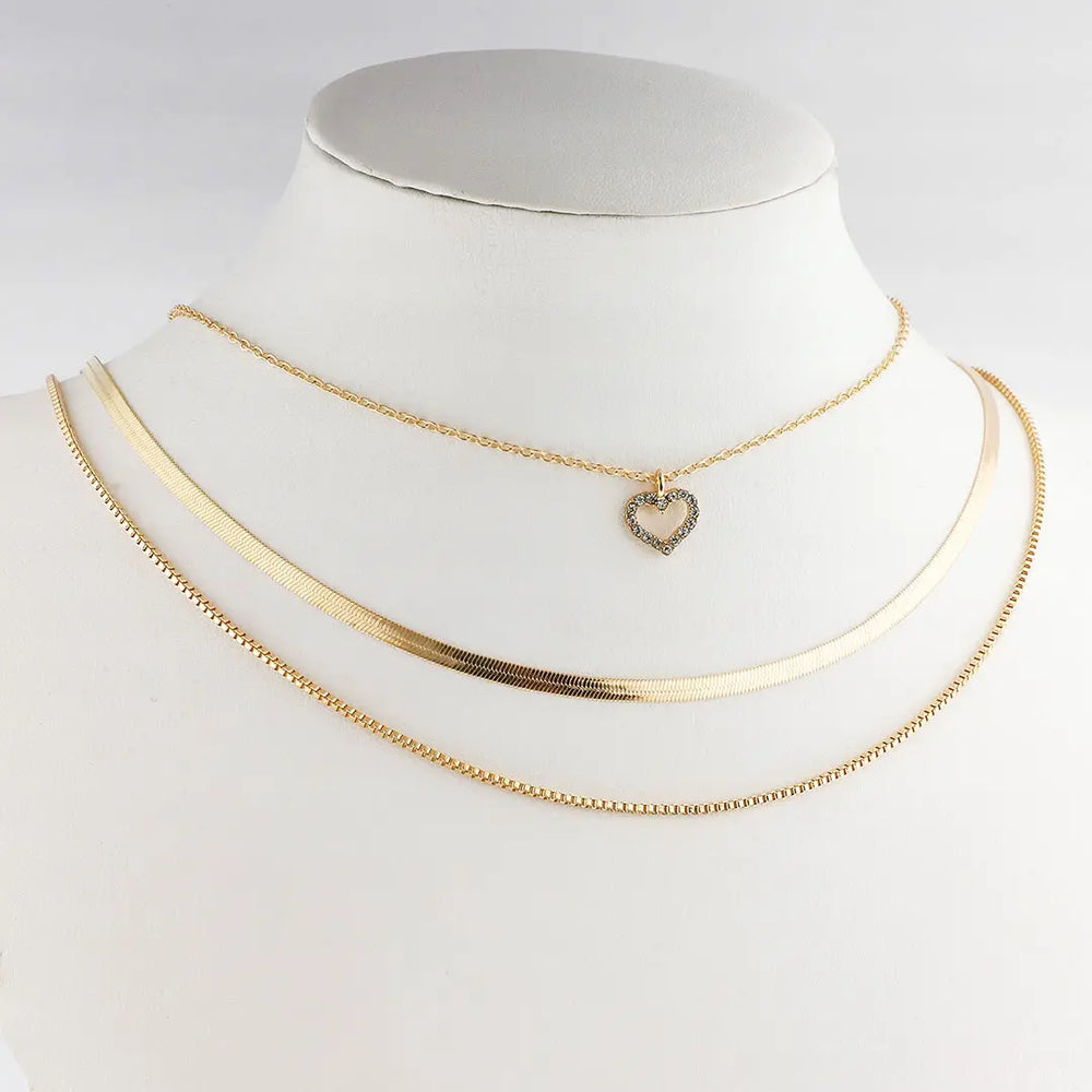 Set dorado bijou 3 en 1 colgante