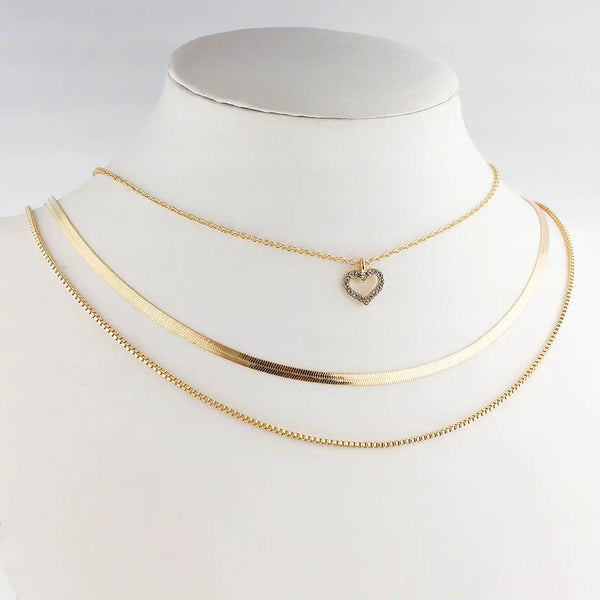 Set dorado bijou 3 en 1 colgante