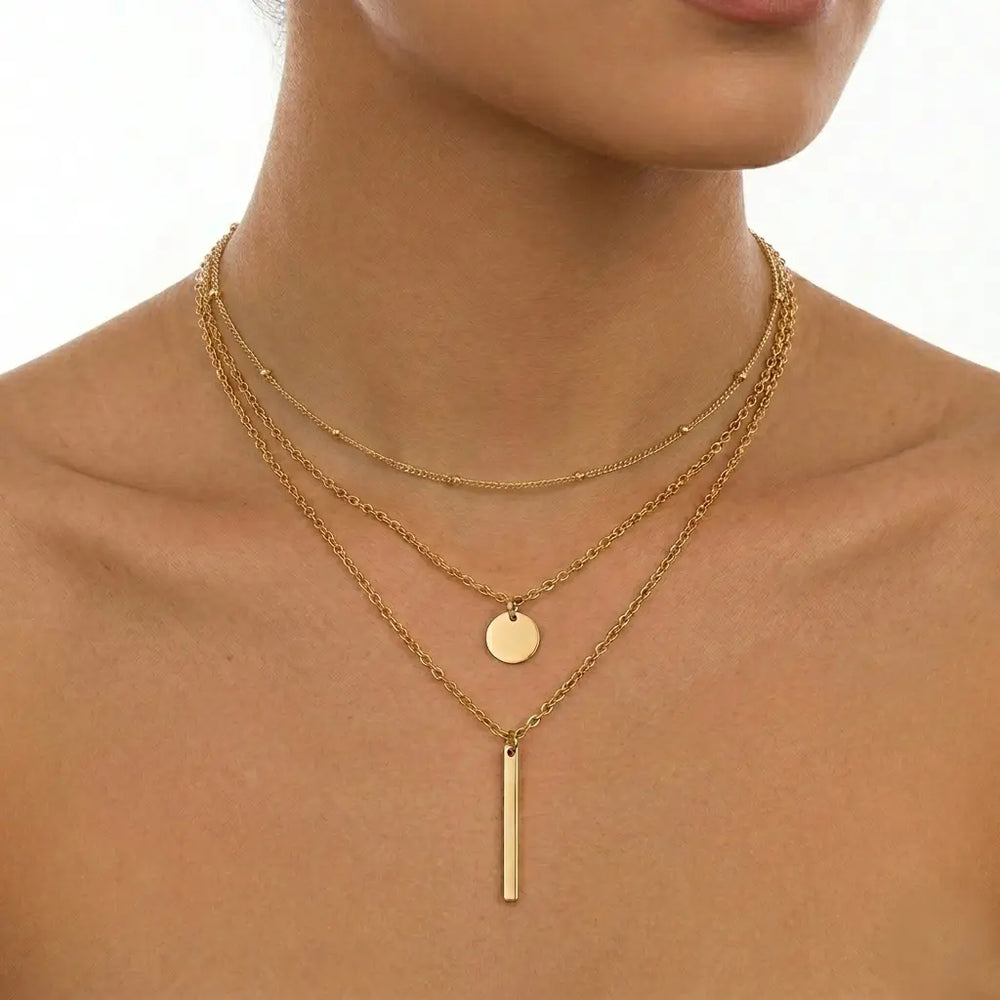 Set dorado bijou 3 en 1 colgante
