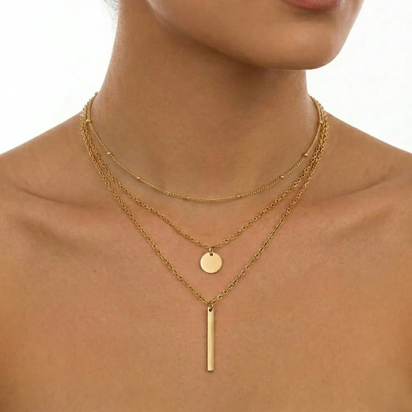 Set dorado bijou 3 en 1 colgante