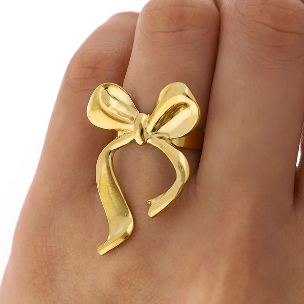 Anillo moño acero dorado