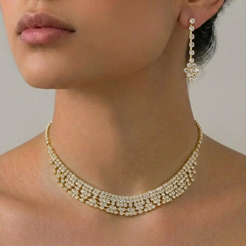 Set dorado bijou colgante + aros
