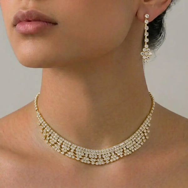 Set dorado bijou colgante + aros