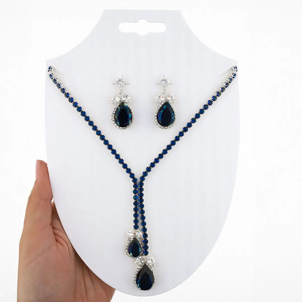 Set plateado bijou colgante + aros