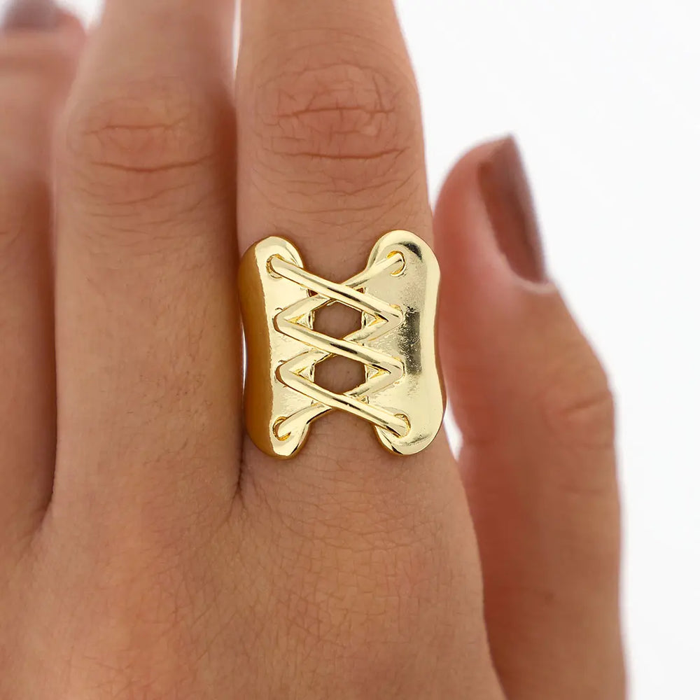 Anillo regulable acero dorado