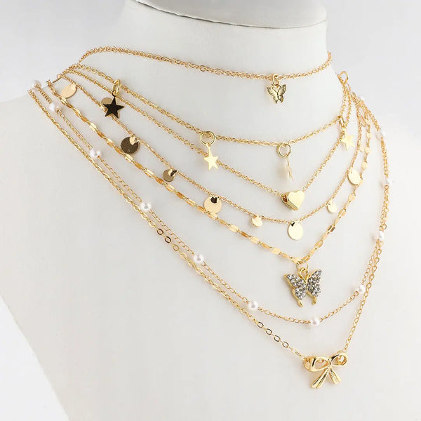 Set dorado bijou 7 colgantes